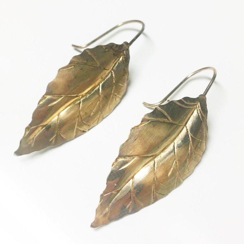 Gold Leaf Drop Earrings